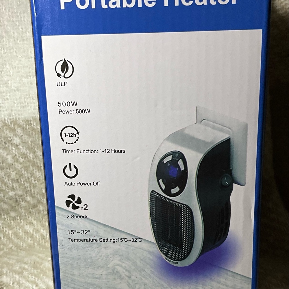 Portable Heater with Timer Function - Black and White